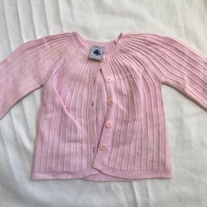 Baby Girls Pink Cardigan- Petit Bateau- 6 months